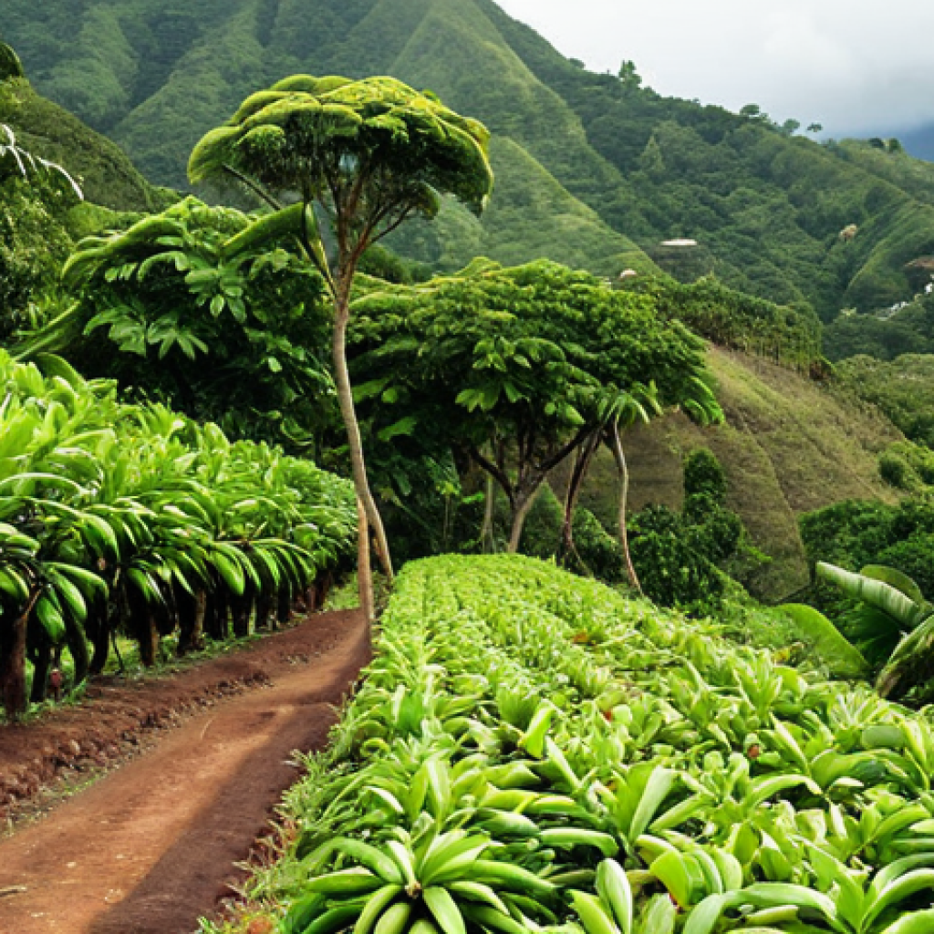 **

A lush, green coffee plantation in the mountains of St. Lucia. Focus on the volcanic soil, shade trees (mango and avocado), and the ideal humidity. Capture the essence of a perfect microclimate.

**
